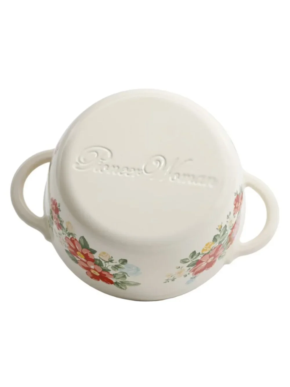 The Pioneer Woman White 3 Qt Vintage Floral Enameled Cast Iron Lid Dutch Oven